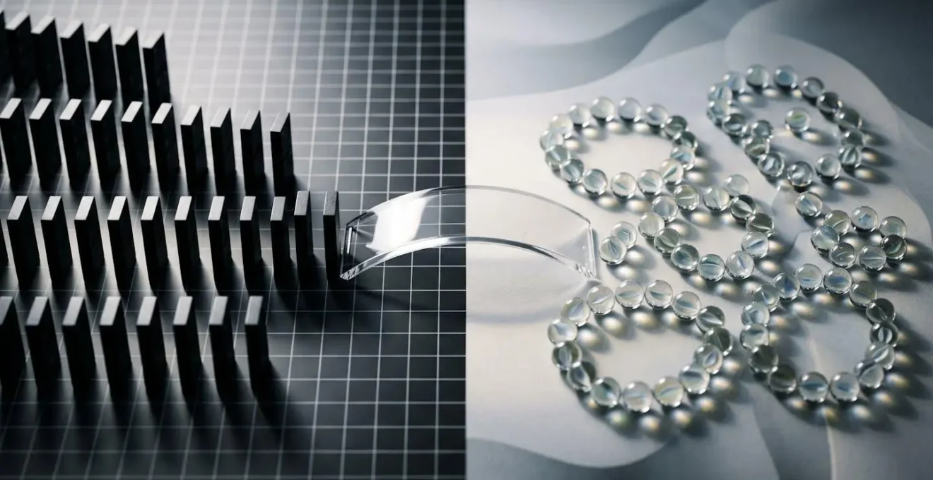 Visual comparison of project management methodologies through abstract shapes