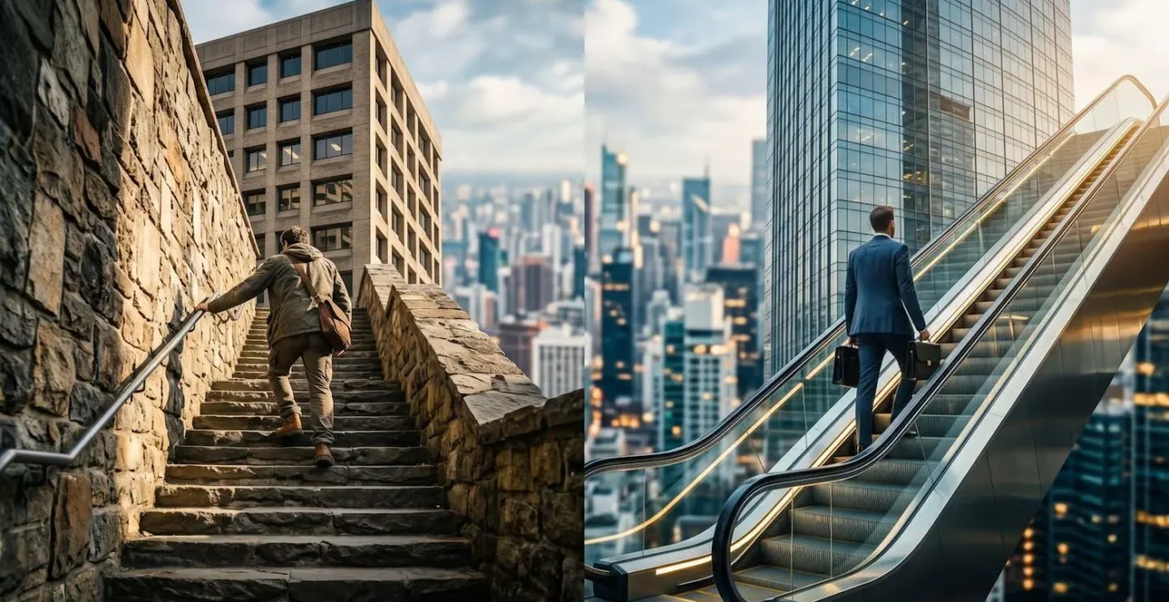 Visual comparison of two different business growth trajectories