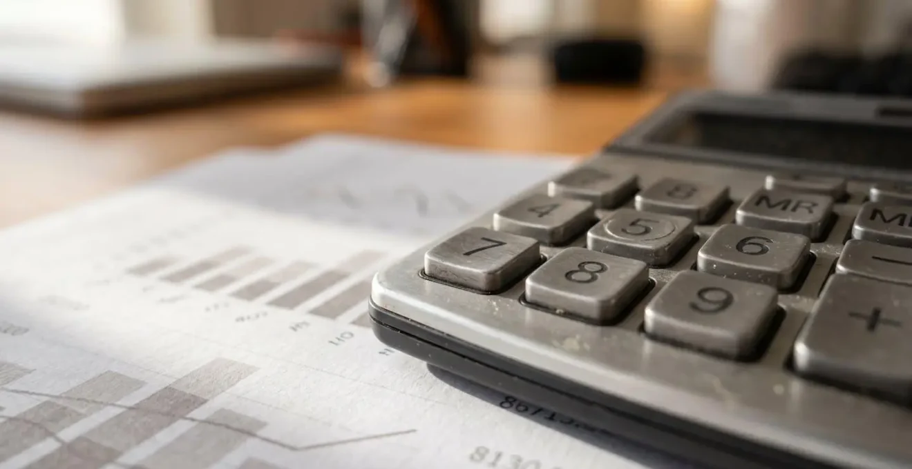 Macro view of financial documents showing key metrics for commercial lending