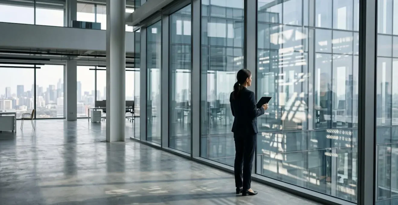 Finance professional analyzing sales trend data on abstract visualization