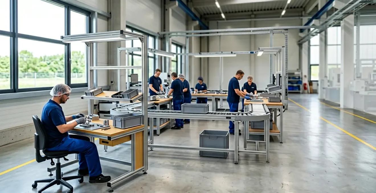 Manufacturing production floor showcasing lean workflow optimization and continuous improvement processes